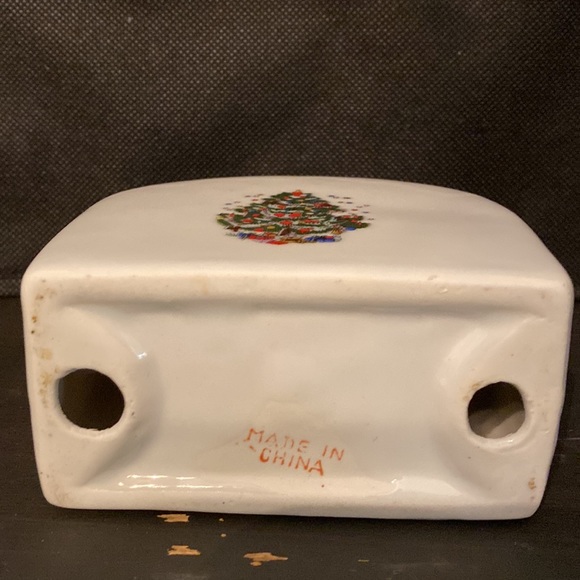 Vintage Christmas porcelain spoon holder with napkin holder - Picture 5 of 11